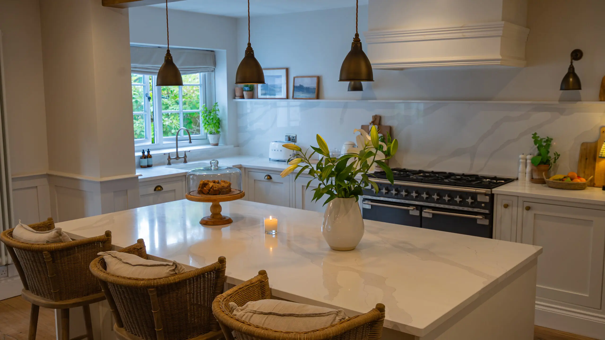 Ivory Kitchen Design in Aughton with Calacatta Platinum Quartz Worktops