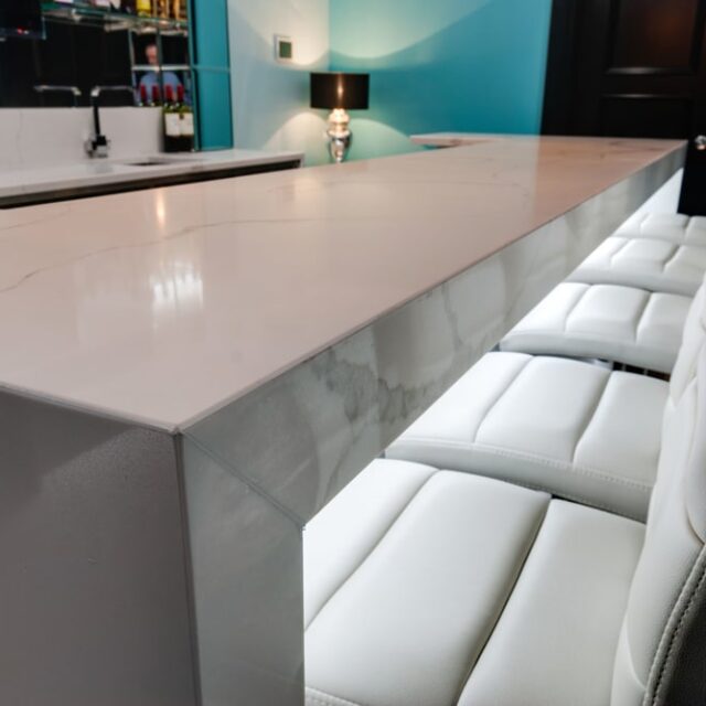Basement Bar Table - Itastone Calacatta Quartz Worktop