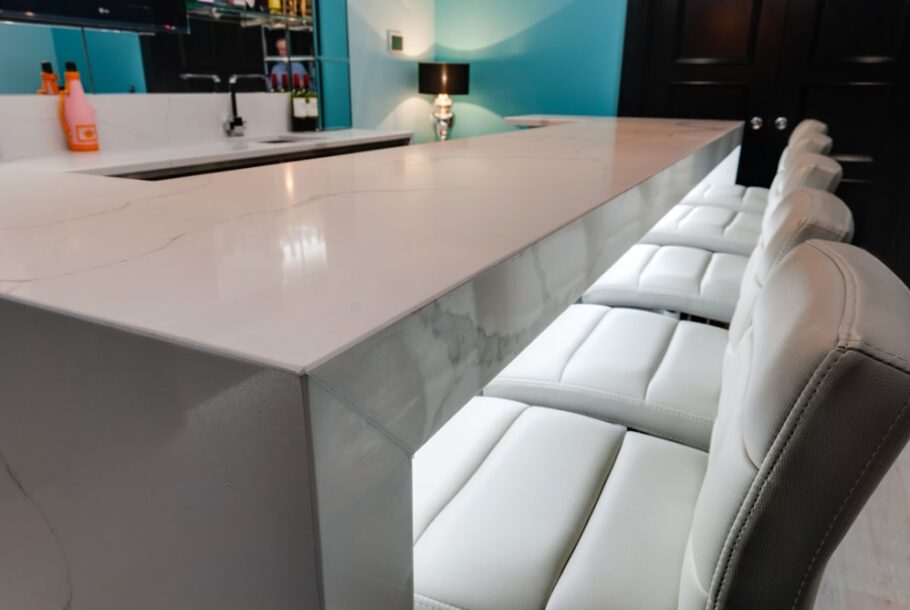 Basement Bar Table - Itastone Calacatta Quartz Worktop